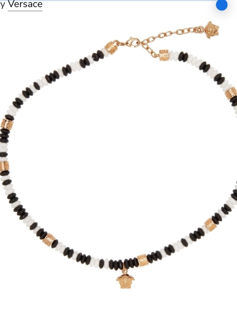 Versace White & Black Beaded Medusa Necklace unisex